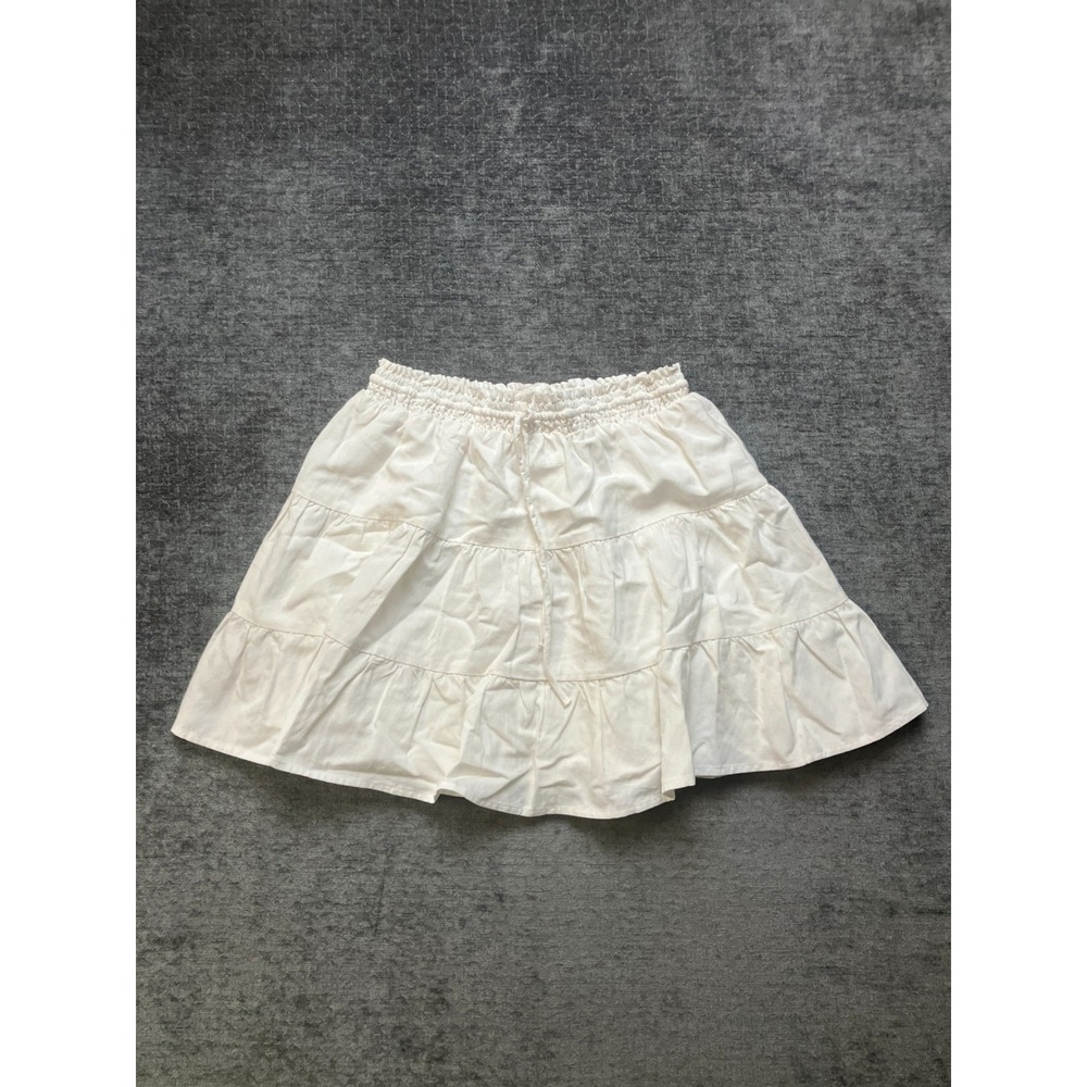 Le Lis Collection Mini A-Line Skirt Womens Small White Linen Drawstring Waist